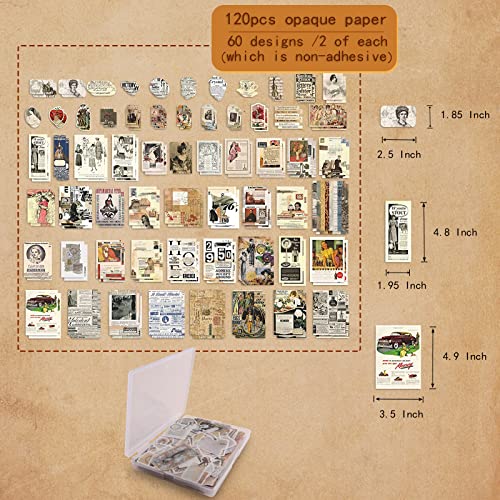image for Vecbain 200Pcs Vintage Scrapbook Stickers, Aesthetic Junk Journal Stam