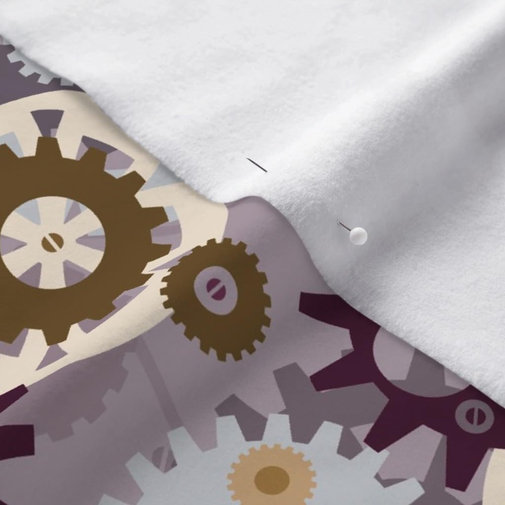 Spoonflower Fabric - Steampunk Gears Clockwork Purple Clock Wheels Machine Industrial Printed on Polartec(R) Fleece Fabric by The Yard - Sewing Blankets Loungewear and No-Sew Projects