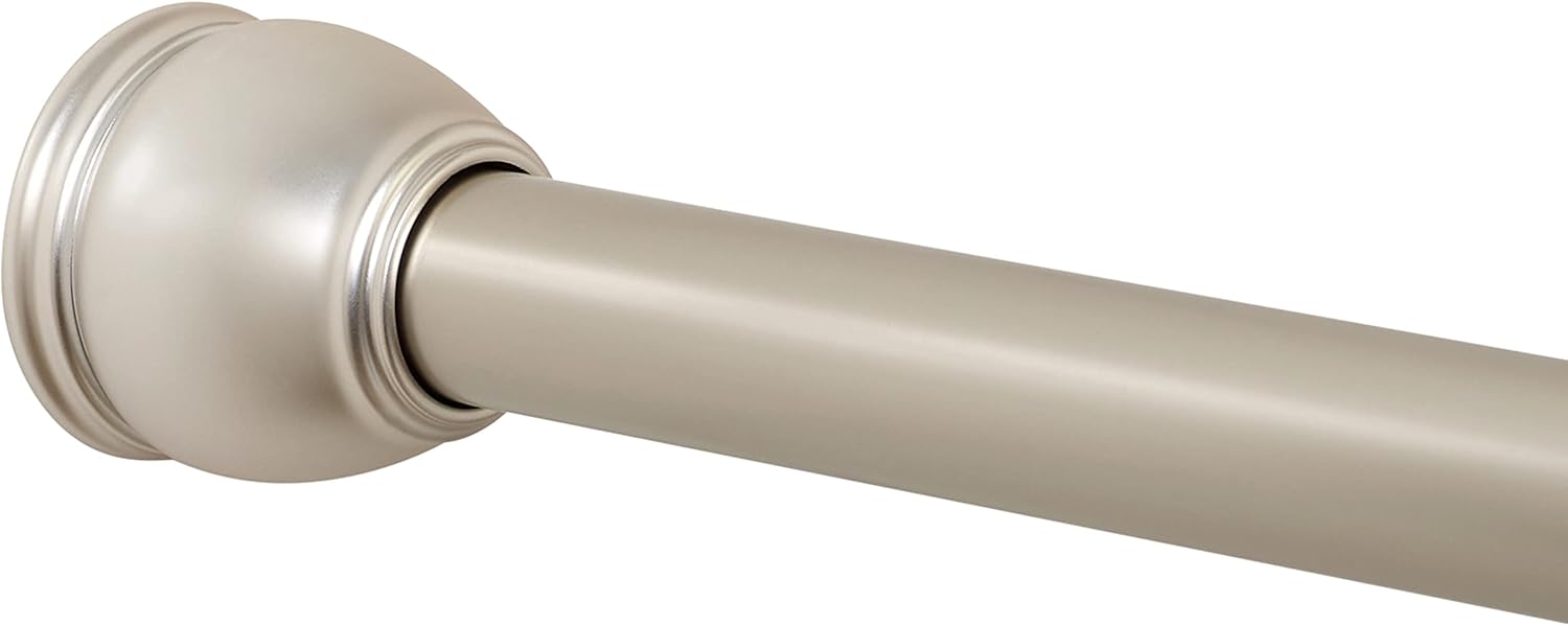 Zenna Home Rustproof Adjustable Tension Shower Curtain Rod, Adjusts from 26 to 76 Inches to Fit in Most Tubs and Showers, No Drilling Shower Rod, Brushed Nickel