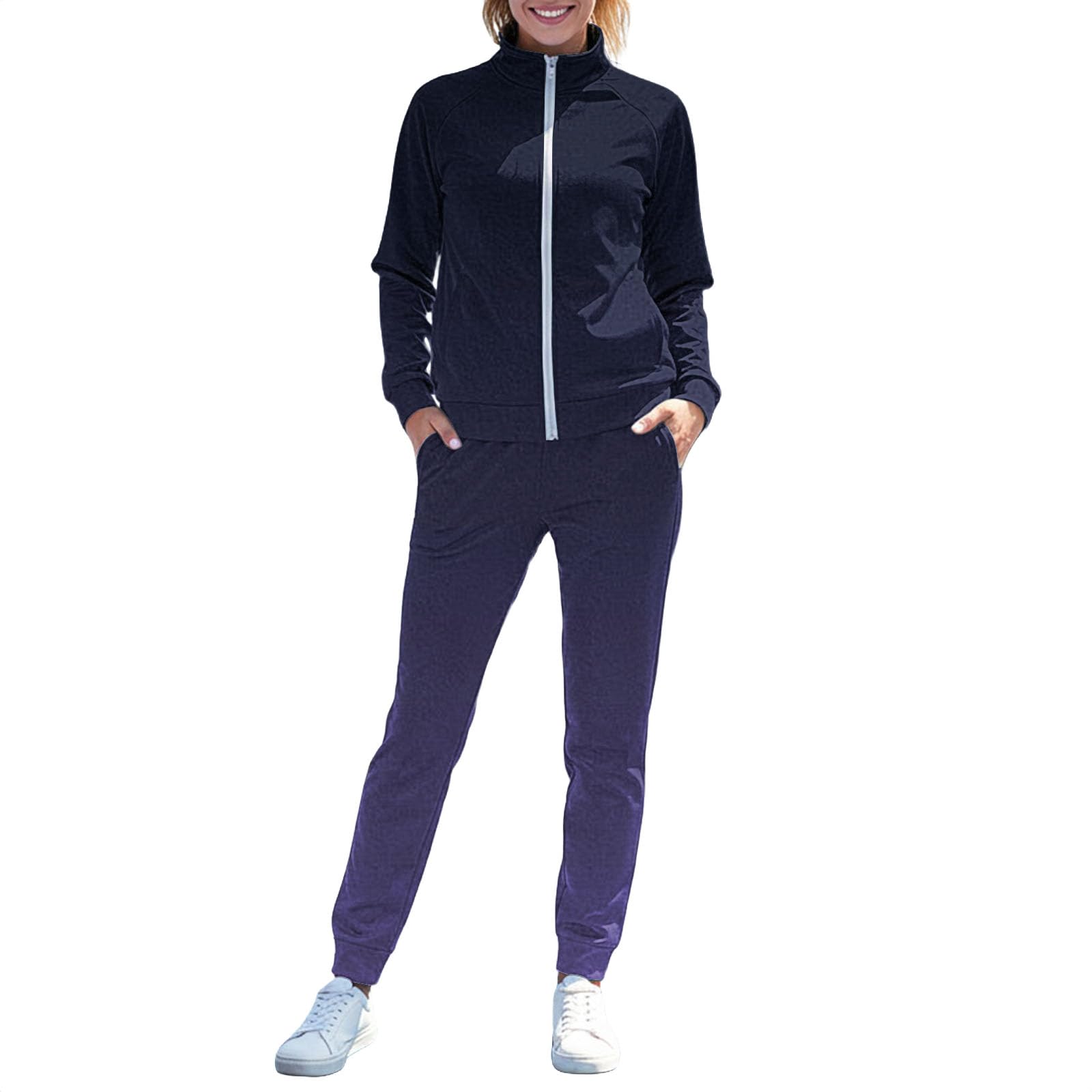Zweiteiler Damen Sommer Elegant Trainingsanzug Für Damen, 2-Teilig Anzug Festlich Sommeroutfit Set Western Outfit Festliche Kleidung Büro Hosenanzug Größe 46 Hosen Festliches Sport