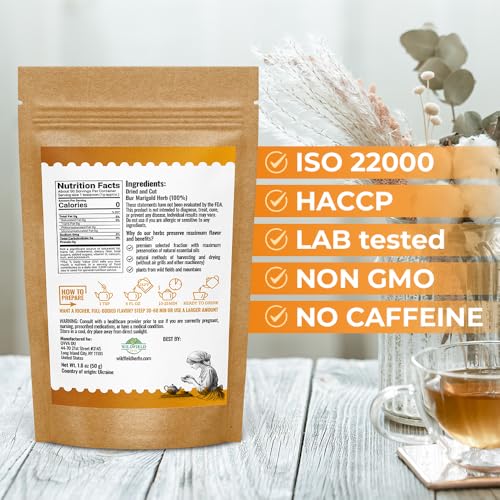 Image of 1.8 oz. Dried Marigold Flowers Bur Marigold Herb Tea Marygold Tea (Bidens Tripartite L.) - 50g 100% Chereda Bur-Marigold Canamo Acuatico
