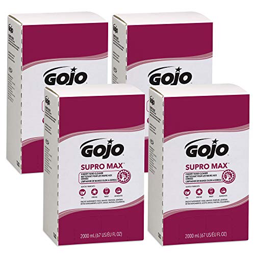 GOJO SUPRO MAX Cherry Hand Cleaner, Cherry Fragrance, 2000 mL Heavy Duty Hand Cleaner Refill for GOJO PRO TDX 2000 Dispenser (Pack of 4) – 7282-04,Beige