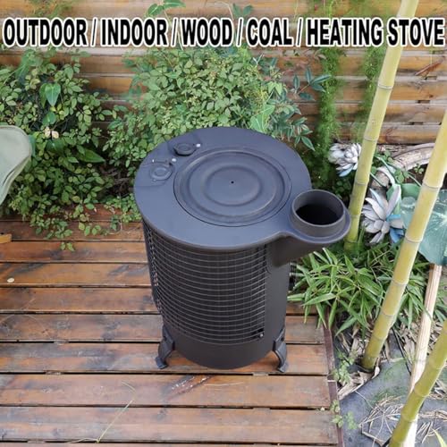 Stufa a legna in ghisa, forno a carbone multicombustibile per tenda e riscaldamento interno e cottura con rete anti-scottatura