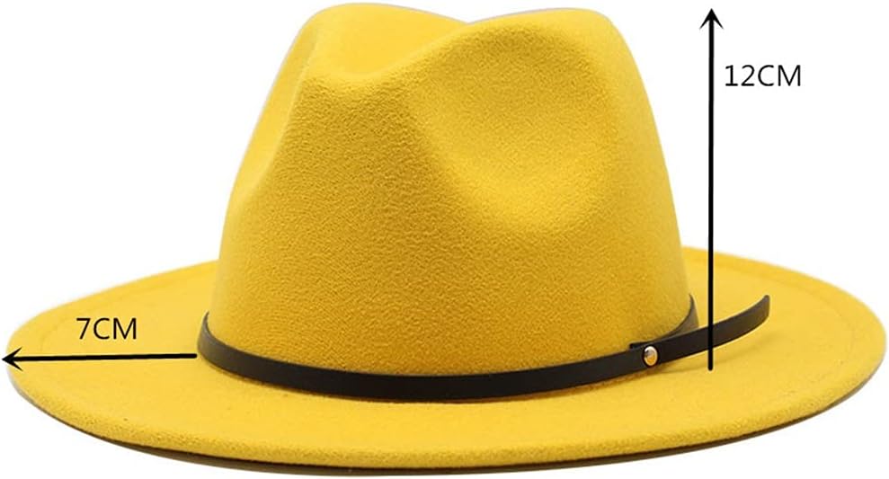 Simple Women Men Vintage Felt Fedora Hat with Wide Brim Gentleman Elegant Lady Winter Autumn Jazz Caps