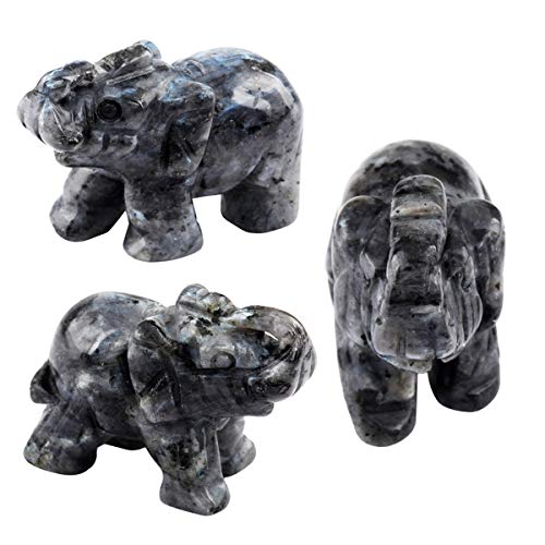 Nupuyai Labradorite Carved Crystal Animal Elephant Statue Figurine - Image 3