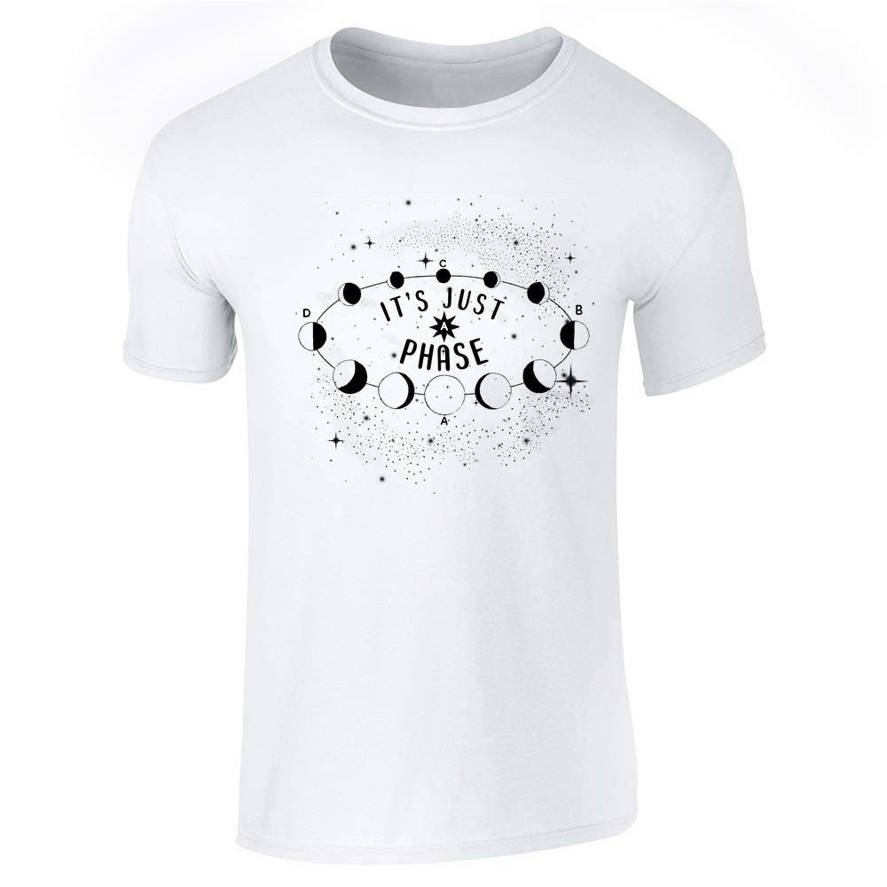 Its Just A Phase Full Moon Lunar Funny Cute Graphic Tee T-Shirt for Men