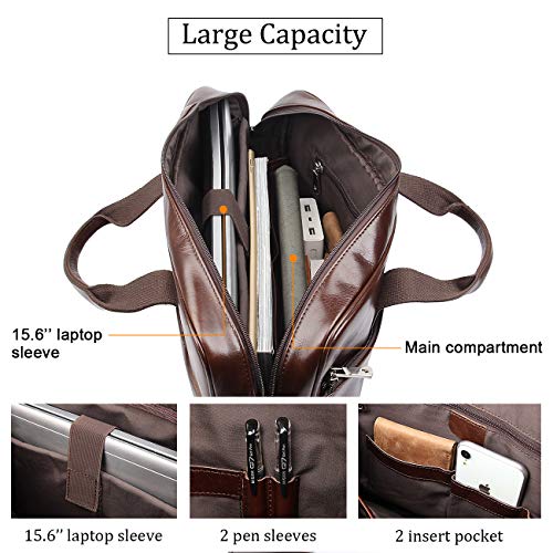 Image of Augus Leather Briefcase Laptop for Men Fits 16 Inch Laptop