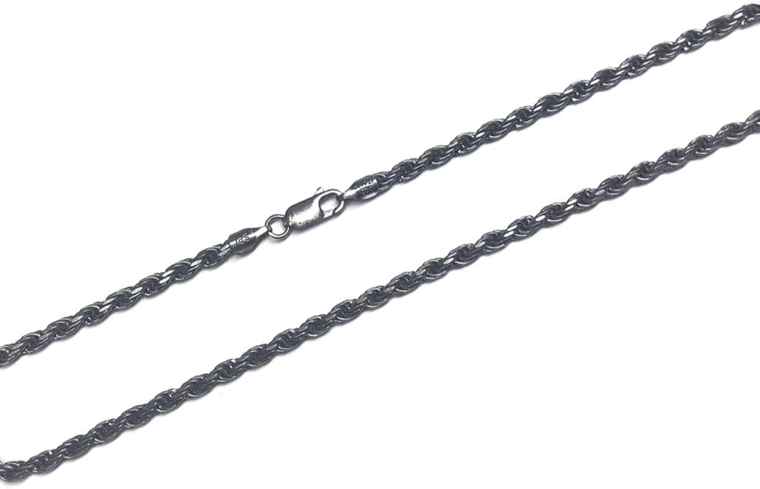 ヴィンテージ シルバー チェーン ネックレス ロープ 刻印 Amazon | 高級スターリングシルバー 酸化 アンティーク ビンテージ 3mm