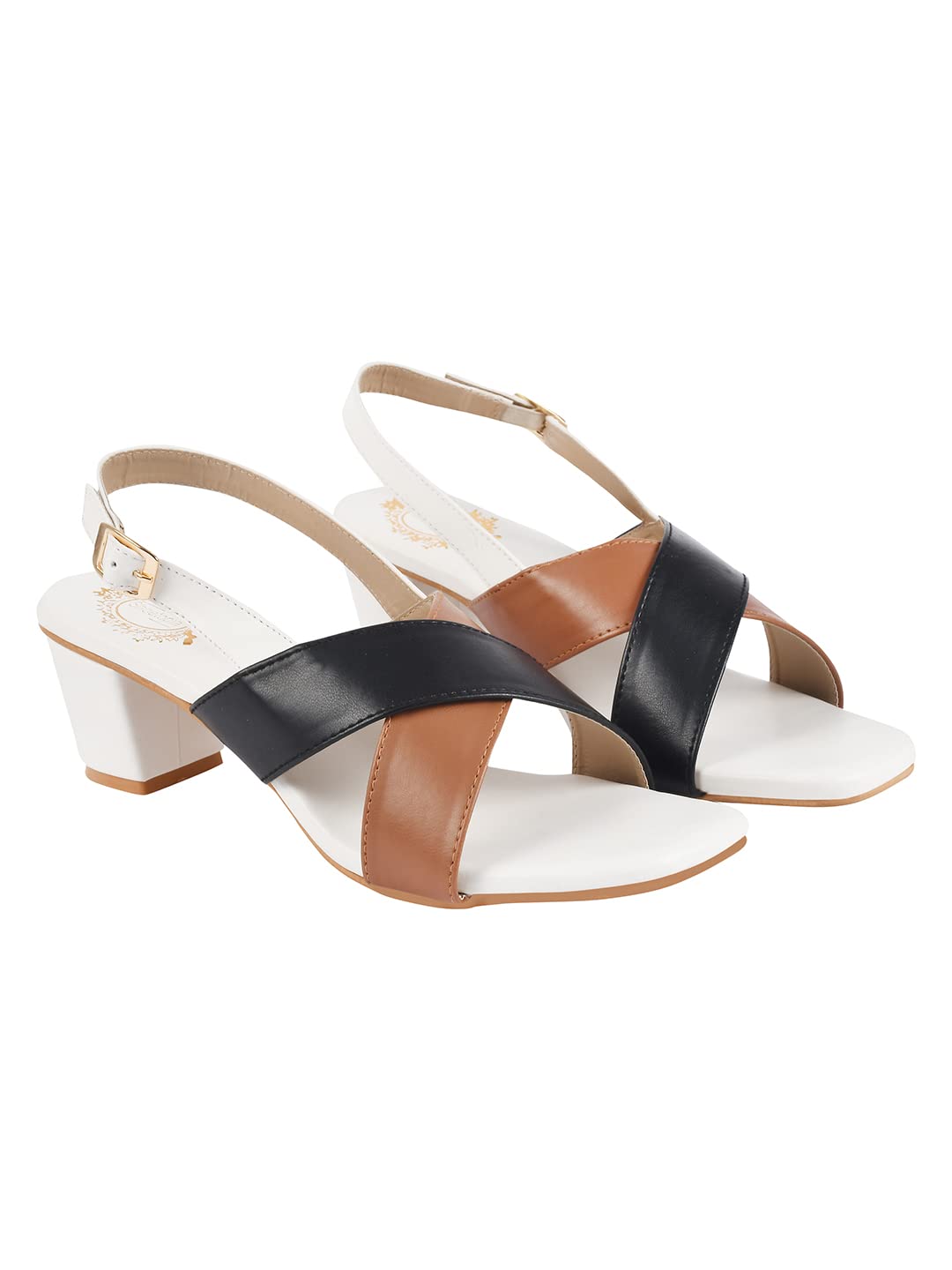Shoetopia Stylish Cross-Strap Casual White Block Heeled Sandals For Women & Girls /UK6 (B0C5RB493W) Amazon Price History, Amazon Price Tracker