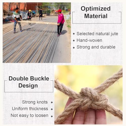 Amazon | 子ども ネット，クライミングネット 登山ネット ロープ 網 Rope Net 登山 網 クライミング ネット Cargo 子ども  子供 ハンモック 網フェンス車 荷物 アスレチック キャリーカート 保護用ネット 荷台 防護用ネット 柵 網メッシュ フェンス網 フェンス用ネット  ... カスタマイズ可能なジュートロープクライミングネット - ツリーハウスやバルコニー用の安全な麻ネット 8mm x 15cm 2x2m