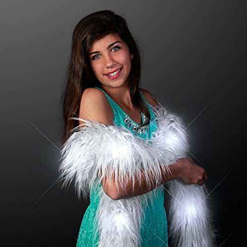 White Glam Light Up Led Faux Fur Boa #TOP1