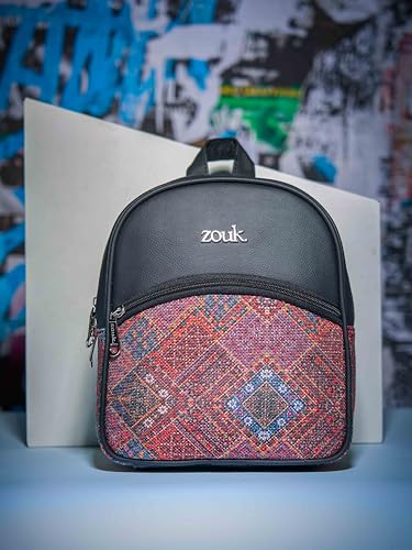 Image of ZOUK Dalila Mini Daypack | Stylish Small Backpack for Women | Compact | Bag for Girls | Daily College Use | Travel Day Pack | Vegan Leather | Handcrafted | Water-Resistant
