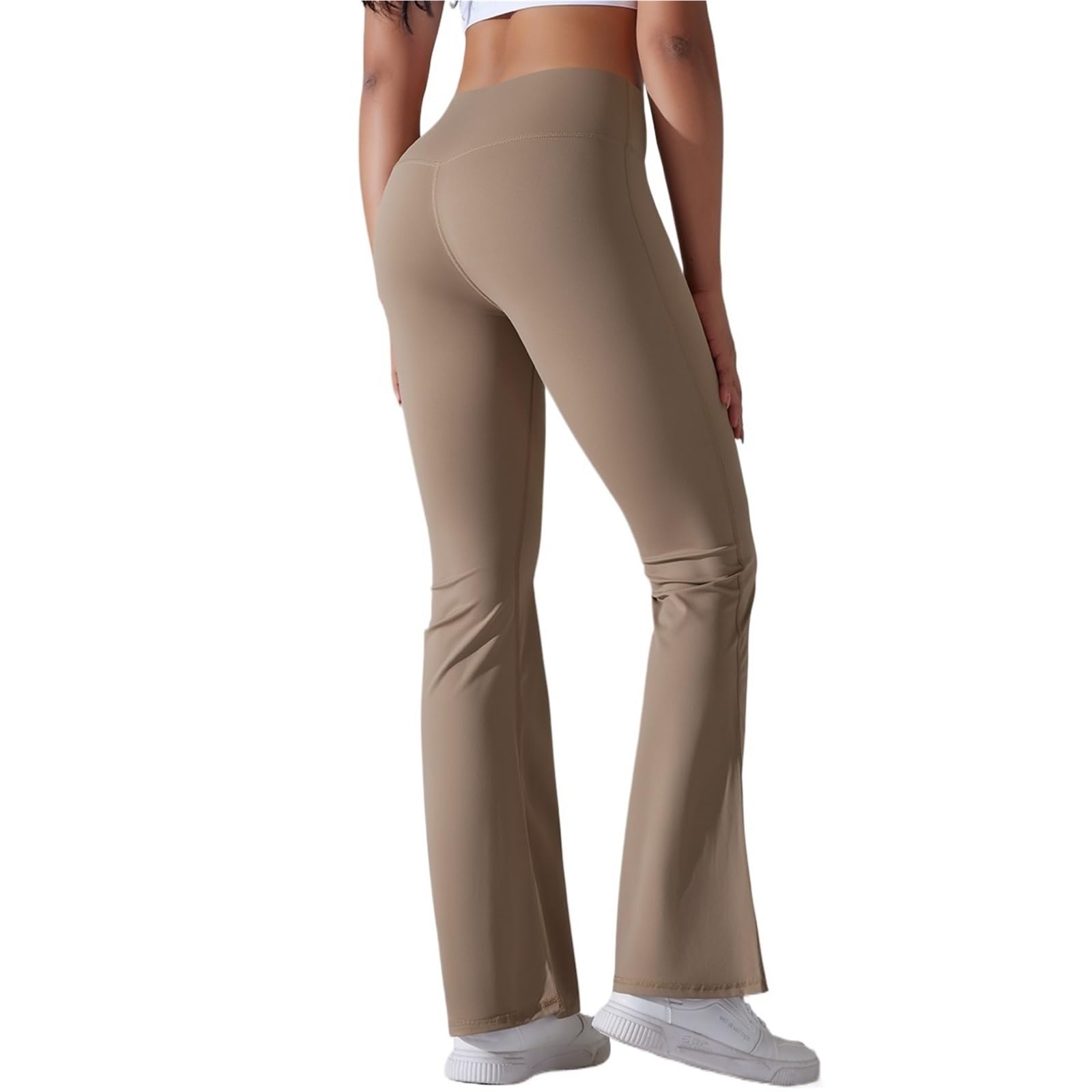 Pantaloni svasati tinta unita leggings da yoga da donna a vita alta elasticizzati da allenamento a gamba larga pantaloni fitness