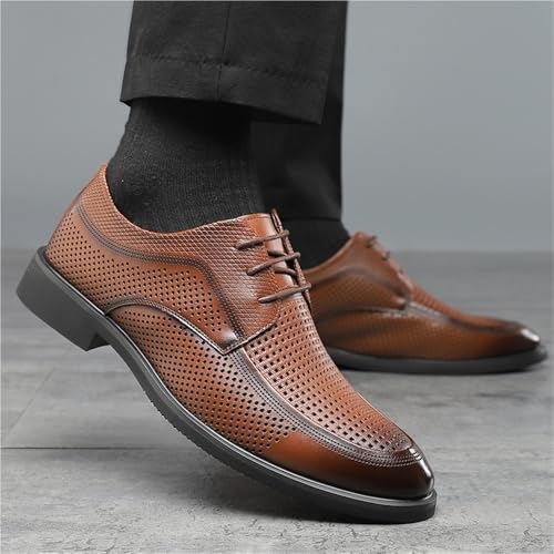 Men's Perforated Leather Dress Sandals Breathable Business Casual Summer Shoes with Slip-Resistant Sole2