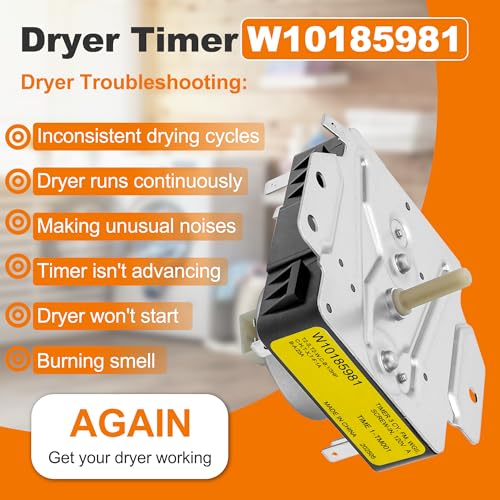 Image of WGD4800XQ1 WGD4815EW2 MGDC215EW2 MGDC300BW1 WGD4800XQ4 WGD4800BQ2 WPW10185981 W10185981 Dryer Timer Fit for Whirlpool Kenmore Maytag 115VAC 60Hz Replace 418-095-20-B5 by Cenipar