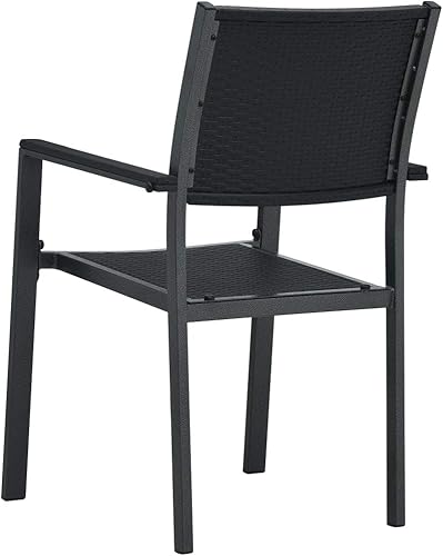 Miniatura 6 de Sillas de patio, 4 piezas, de plástico negro, aspecto de ratán, sillas de comedor al aire libre, sillas de comedor al aire libre, silla de jardín