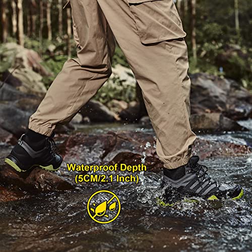 Grand Attack Hiking Boots Men Waterproof,Men's Ankle High Hiking Boots Shoes Outdoor Lightweight Trekking Trails Gary Green 10.5 #TOP2