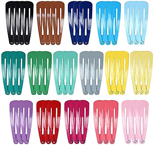 Edealing 50 Pieces Snap Hair Clips Colorful Metal Barrettes Lovely Drop Shape Candy Color Hairpins For Kids Girls Women Hair Accessories