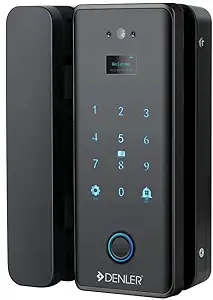 Denler DFS04 Glass Smart Door Lock, Digital Door Lock with 3D Face Recognition, Inbuilt Wi-Fi, Fingerprint Lock, RF Remote Control, RFID Card, PIN, 10 to 12mm Doors 3 Years Onsite Warranty (Black)