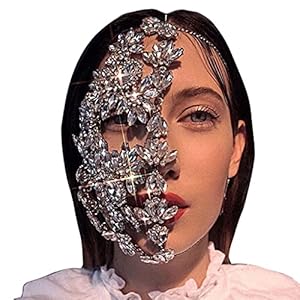 MUGE LEEN Glitter Strass Holle Half Gezicht Bekleding Gothic Crystal Rhinestone Cover Ball Party Nachtclub Strass Sluier…