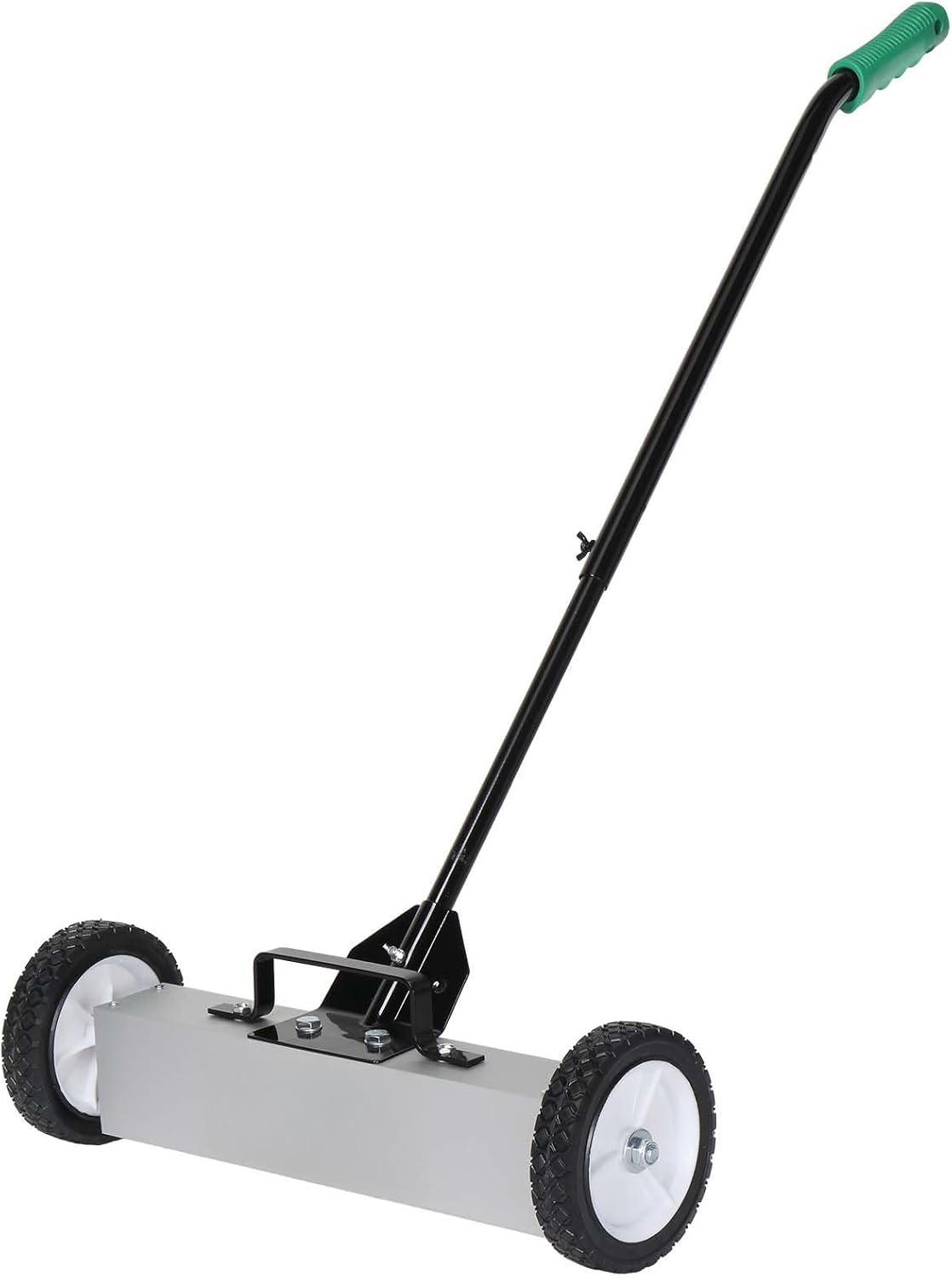 LEADZM 18-Inch Rolling Magnetic Pick-Up Sweeper with Wheels, with Quick Release Latch and Adjustable Long Handle, for Nails Needles Screws Collection, Great for Yard Grass Carpet and Concrete Floor