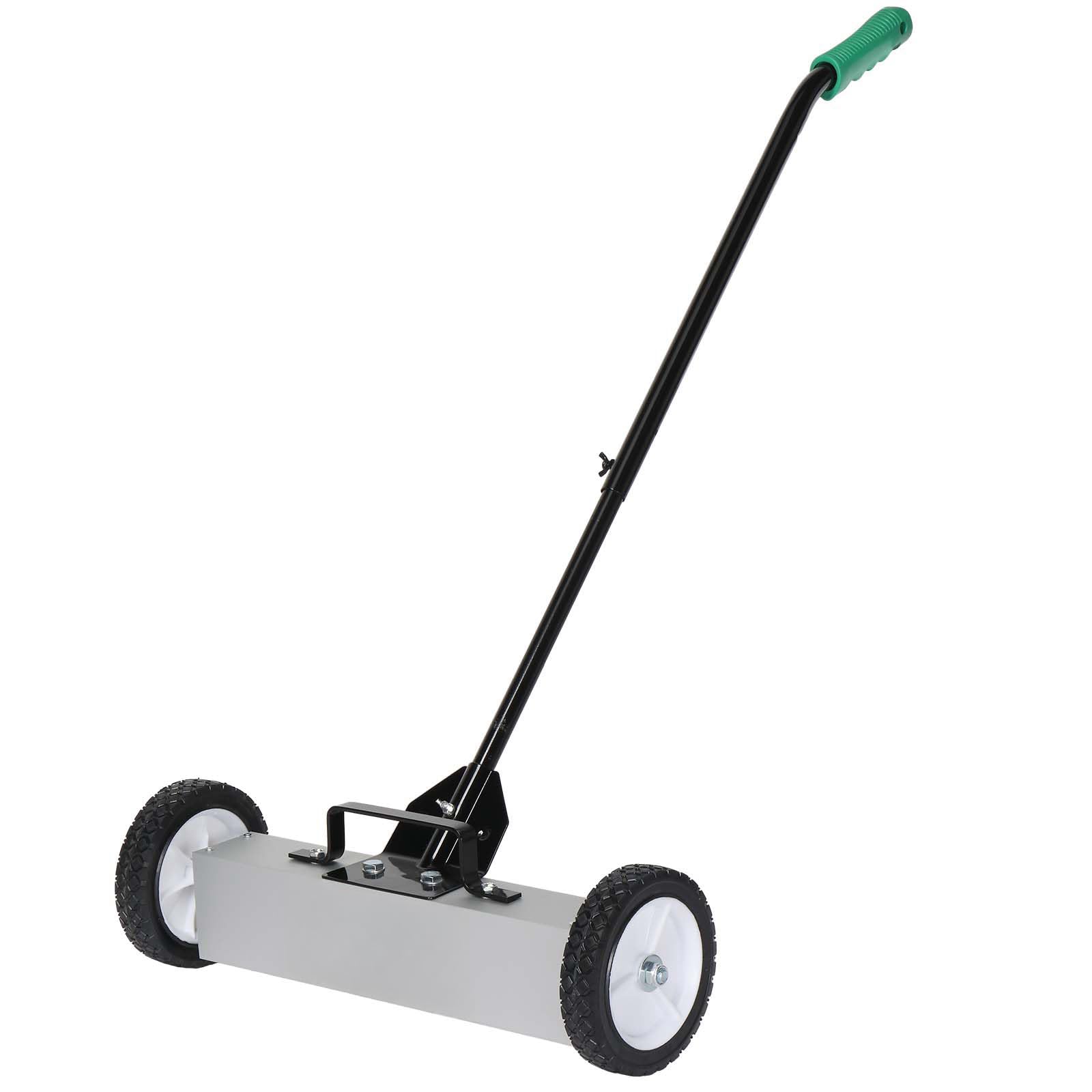 LEADZM 18-Inch Rolling Magnetic Pick-Up Sweeper with Wheels, with Quick Release Latch and Adjustable Long Handle, for Nails Needles Screws Collection,