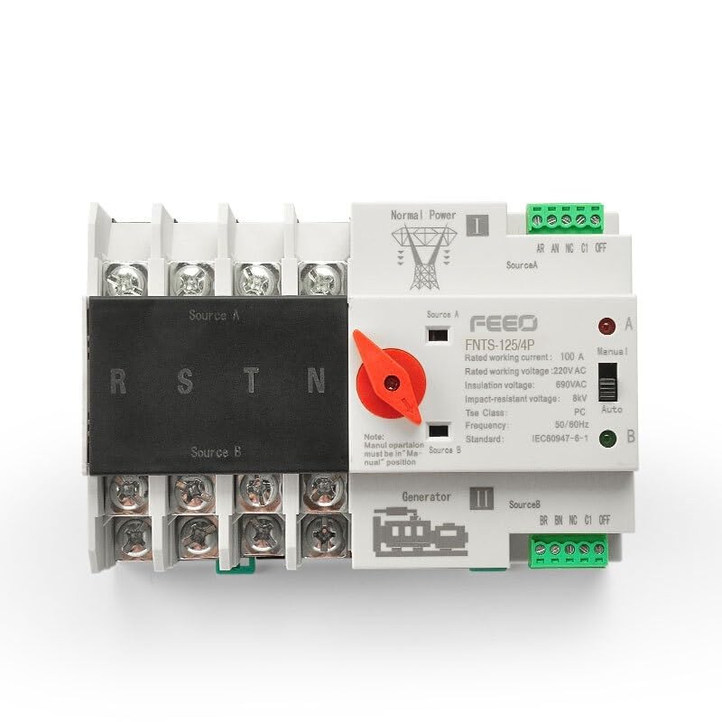 Magnetotermico 16a Din Rail Mini W2R ATS nuevo tipo de interruptor de cambio Interruptor de Transferencia Automática interruptor de transferencia Universal for el hogar 220V MCB Ho Magnetotermico(4P)