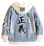 WANHONGYUE Anime Sword Art Online Kirito SAO Hoodie Denim Jacket Cosplay Trucker Jacket Outwear Jean Coat Sweatshirt Blue/1 XL