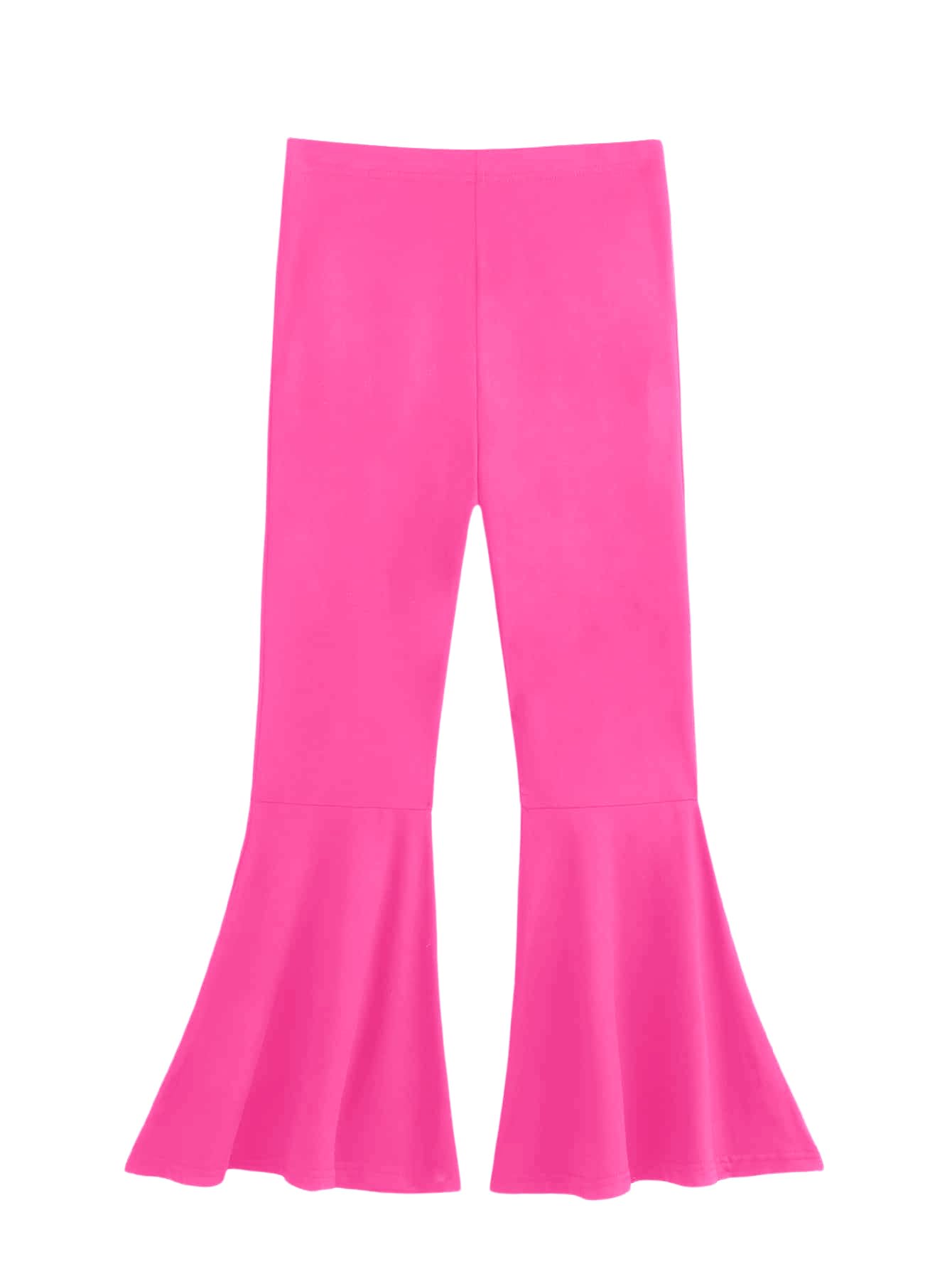 WDIRARA Girl's Flare Pants High Waisted Elastic Waist Bell Bottom Casual Pants