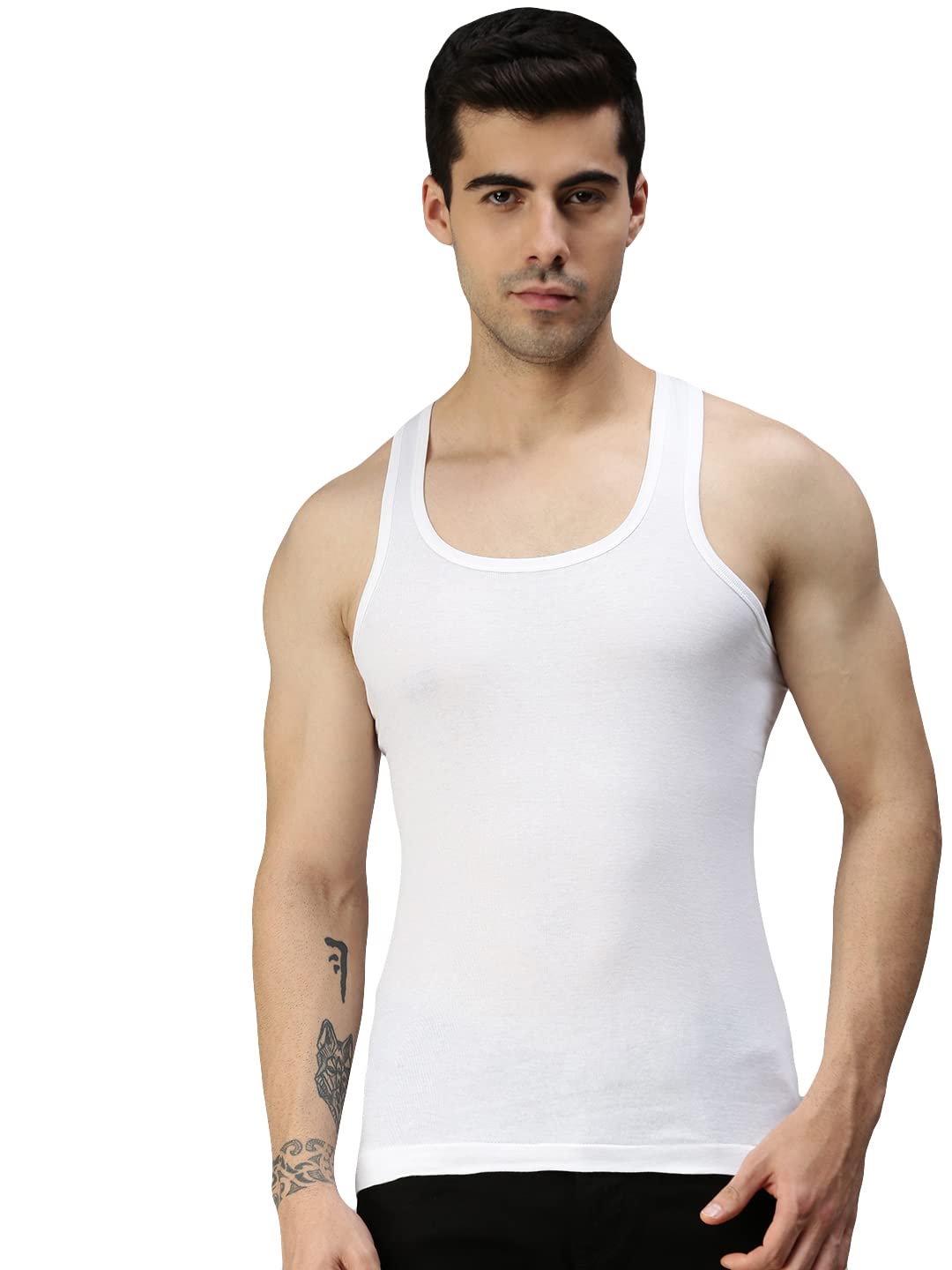 lux cozi Men's White Sleeveless Cotton Vest-picture-45