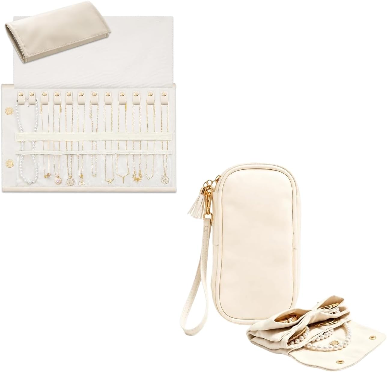 Lolalet Travel Necklace Organzier Bundle with Slim Travel Jewelry Pouch