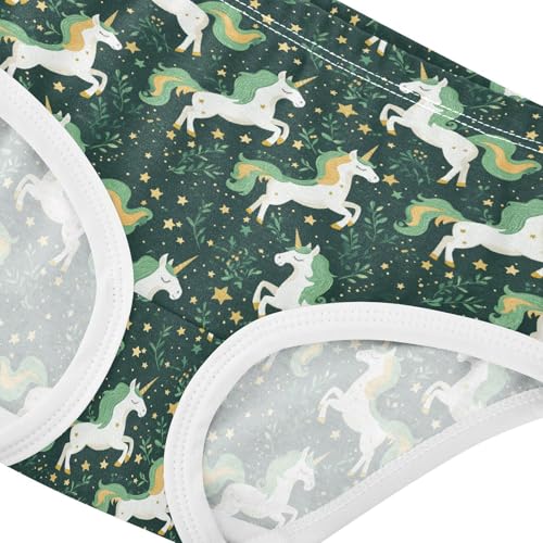 Little Girls' Soft Cotton Underwear Kids Breathable Comfort Unicorn Green Panties Briefs Toddler4