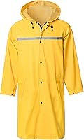 SaphiRose Men's Long Hooded Waterproof Rain Jacket with Reflective Stripes - Safety Poncho Raincoat