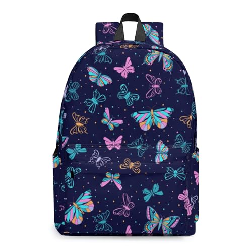 Mochila escolar personalizada com nome, mochilas personalizadas para meninos e meninas, bolsas de viagem casuais personalizadas, presentes para mulheres e trabalho, Butterflygpj azul e rosa