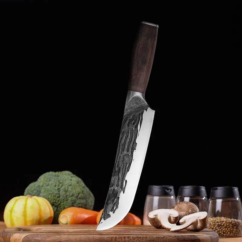 Meat Cleaver,Cleaver Knife 7.5 Inch Forged Kitchen Knives Full Tang Integrated Steel Shank Cleaver Chef Cutting Meat Fish Fruit Filleting Slicer Cooking Tool