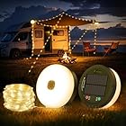 YUNJAYI Retractable Camping Lights String, 33FT 3000mAh 4 in 1 Camp Light with 8 Modes, Solar & USB Rechargeable Tent Lights,Portable String Lights Outdoor Waterproof,Camp Lamp for Party, Yard, Hiking