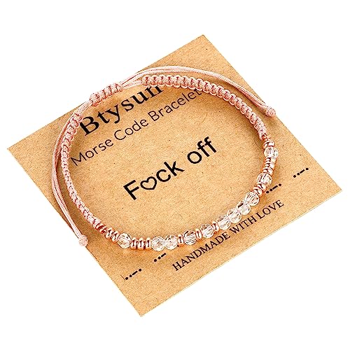 Image of Morse Code Bracelets for Women Mothers Day Gifts 2026 Graduation Gifts Mom Birthday Gift Pink Braided Bracelets Teen Trendy Stuff Inspirational Best Friend Birthday Gifts for Daughter Girlfriend Christmas Stocking Stuffers Jewelry