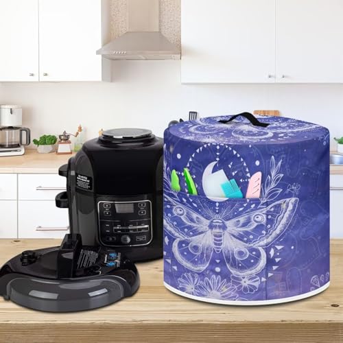 Image of 6-Quart Instant Pot Cover - Purple Butterfly Retro Design | Dust Protector with Top Handle | Portable | Retro Decor Housewarming Gifts