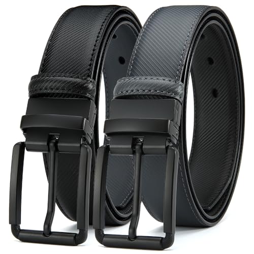 Image of DOOPAI Reversible Leather Belt for Men 1.25 inch - Dual Sided Dress and Casual Belt, Trim to Fit, 2 Styles in One Belt