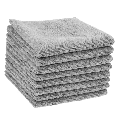 MUCKLILY 8 Piezas paño de Limpieza Absorbente Toallas Blanco Toalla de Cocina Azul paños de Limpieza Reutilizables paños de Limpieza para la casa Lavar Trapos de Cocina Fibra extrafina Gris
