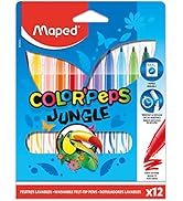 Maped - Feutres Jungle Color’Peps - 12 Feutres de Coloriage - Lavables et Résistants au Séchage -...