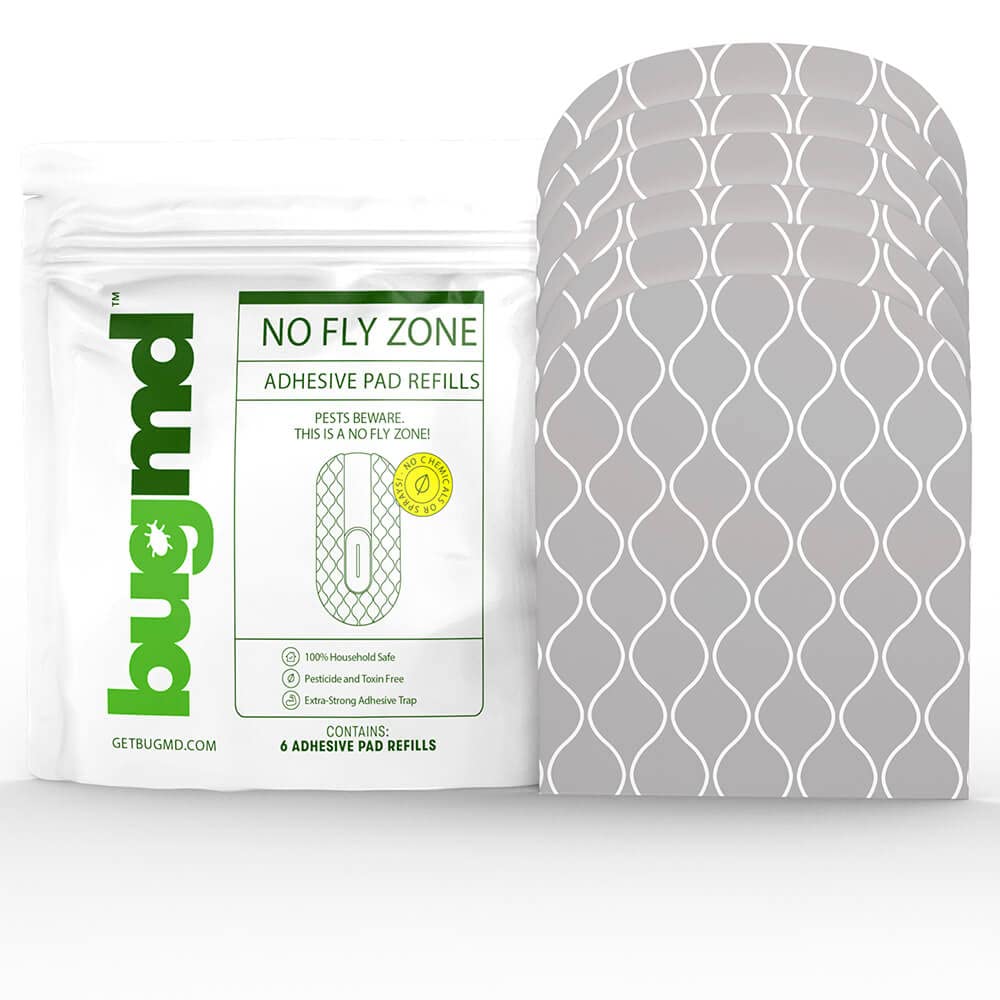 BugMD No Fly Zone Refiller Pad (6 Pads) - Extra-Strong Adhesive Traps, Indoor Insect Trap Refill, No Harsh Chemicals, Household Friendly, Fly Trap Refill, Flea Trap Refills, Bug Trapper