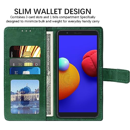 Image of Amazon Brand - Solimo Flip Leather Mobile Cover (Soft, Flexible & Kickstand Back case) Compatible for Samsung Galaxy M01 (Green)
