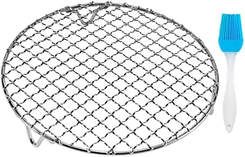 Fivebop Multi-Purpose Stainless Steel Cross Wire Round Steaming Cooling Barbecue Racks/Carbon Baking Net/Grills/Pan Grate with 3 Legs (13.7 inches)