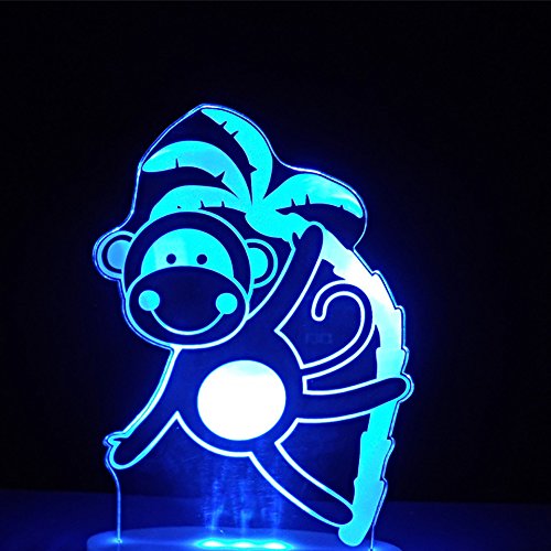 Molly Hieson 3D Monkey Gorilla Night Light Table Lamp Decor Table Desk Optical Illusion Lamps 7 Color Changing Lights Led Table Lamp Xmas Home Love Birthday Children Kids Decor Toy Gift #TOP2