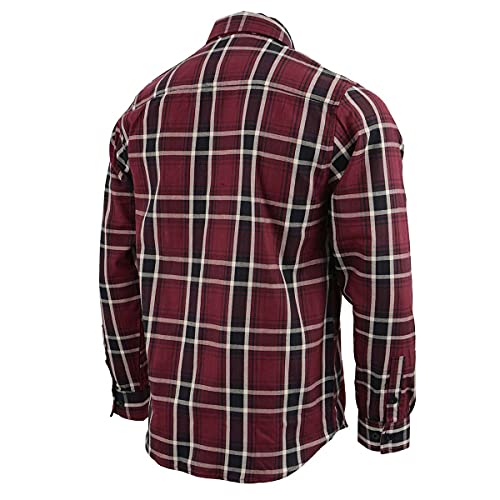 Milwaukee Leather MNG11640 Men's Flannel Plaid Shirt Maroon Black and White Long Sleeve Cotton Button Down Shirt4