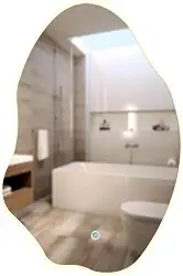 Espelho Orgânico Iluminação LED Touch, 90x60cm Bivolt, Elegante Moderno, MR-BH003, Alira Home