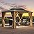 YITAHOME 10x12ft Gazebo Hardtop w/Nettings and Curtains, Heavy Duty Gazebo w/Wood Grain Double Roof Galvanized Steel Outdoor Combined of Vertical Stripes Roof for Patio, Backyard, Deck, Lawns, Brown