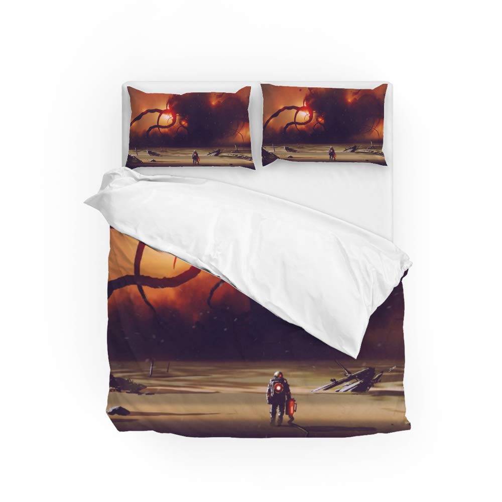 Housse de couette astronaute parure de lit anti-plis super douce