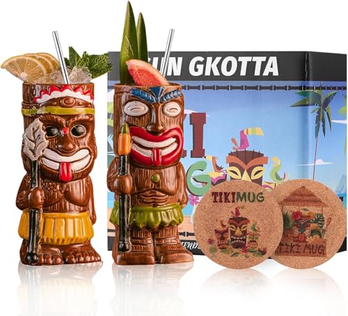 SUN GKOTTA Tiki Mugs Set Of 2